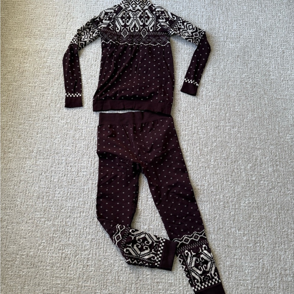 Sweaty Betty Maroon Patterned Knit Set